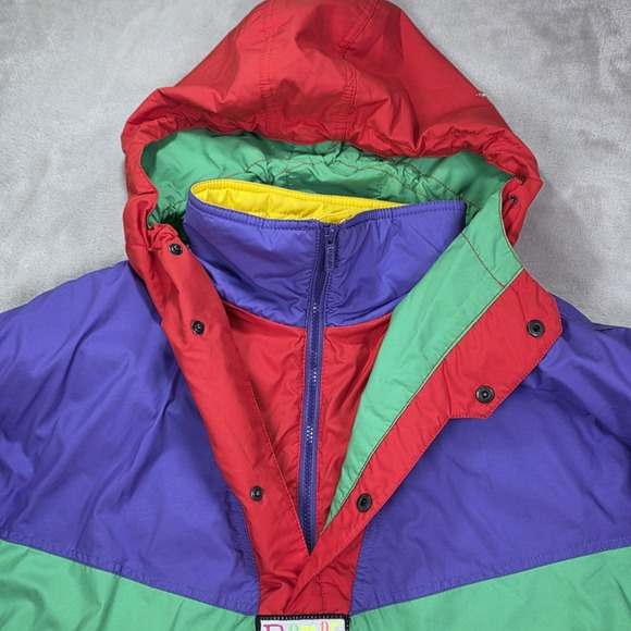 Vintage Nevica Ski Jacket Mens 44 Purple Colorblock Hooded Premiere Neige 80s - Picture 2 of 16